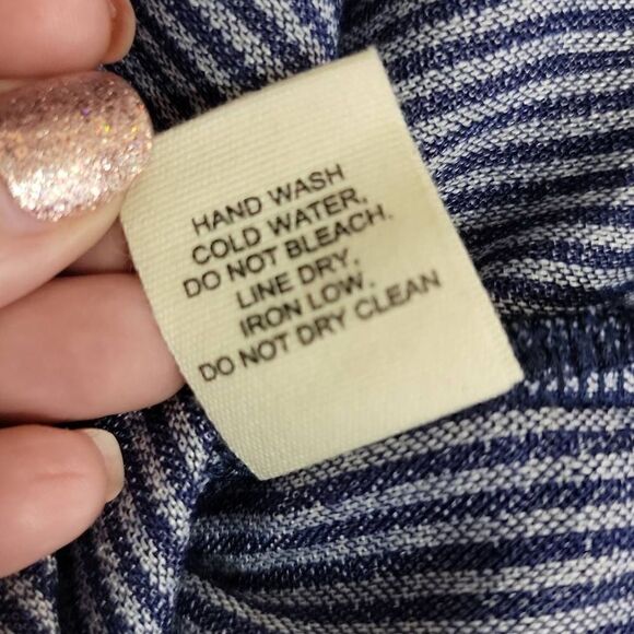 Fashion On Earth Stripe Double Button 3/4 Sleeve Navy Blue Blazer Medium - Picture 11 of 15